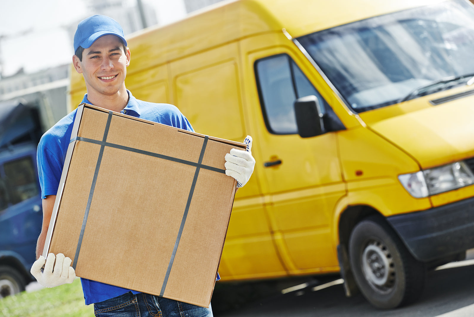 Bespoke packaging solutions - male postal delivery courier man
