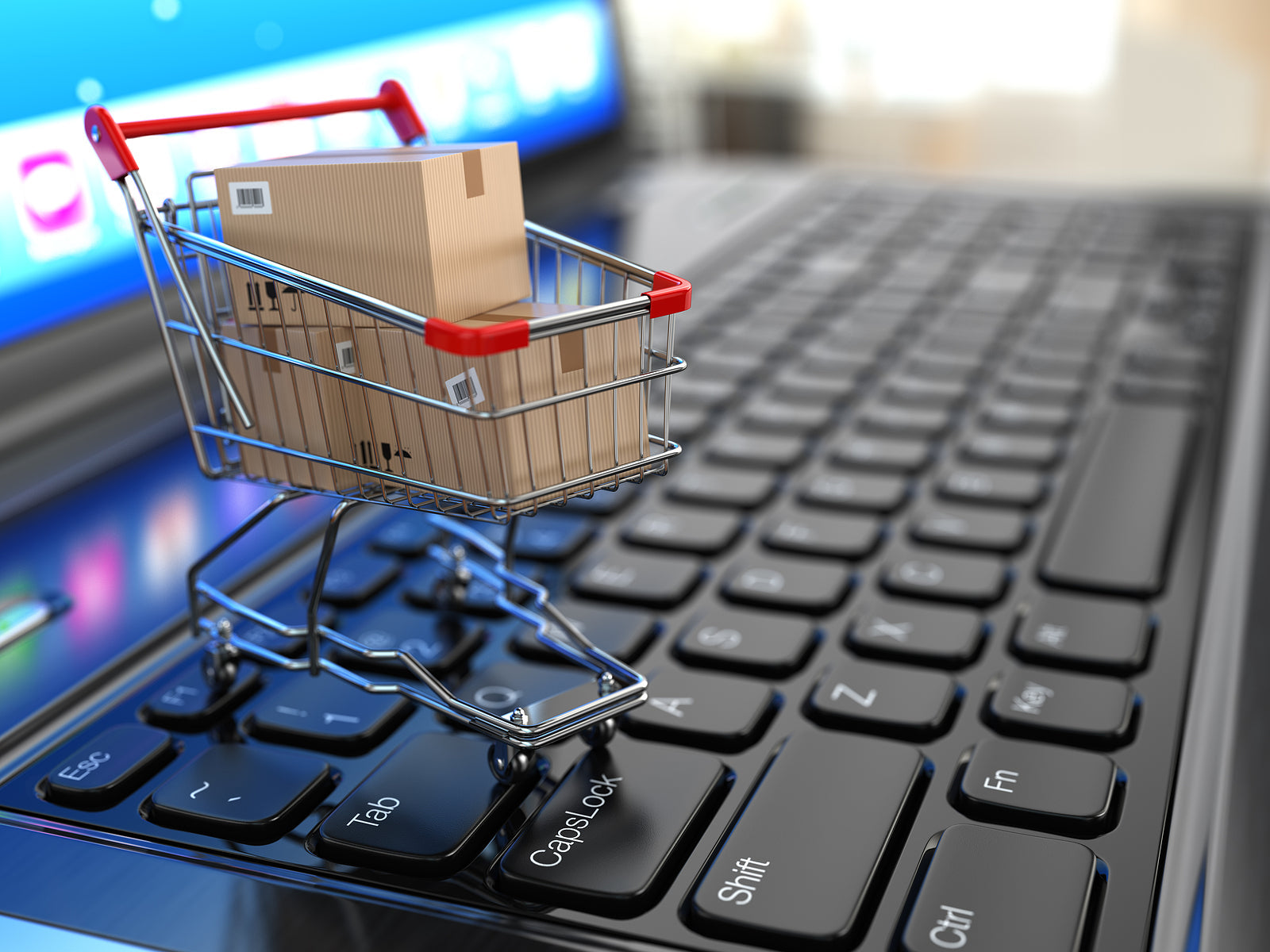 custom cardboard boxes - Shopping cart with cardboard boxes