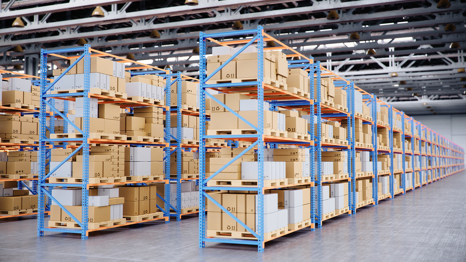 shipping bags - Warehouse with cardboard boxes