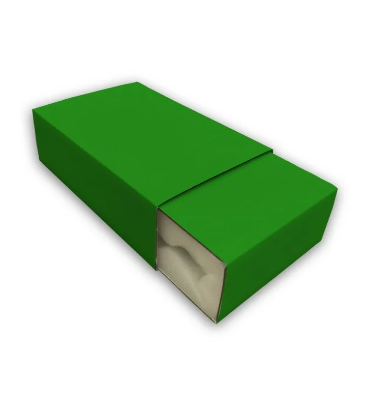 Dark green foam lined slider packaging