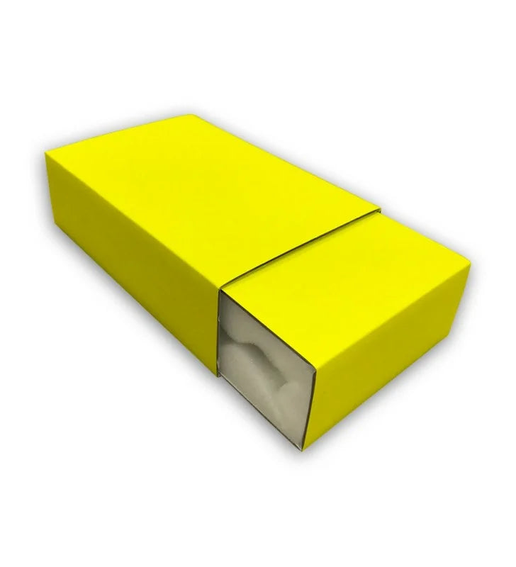 Yellow foam lined slider packaging