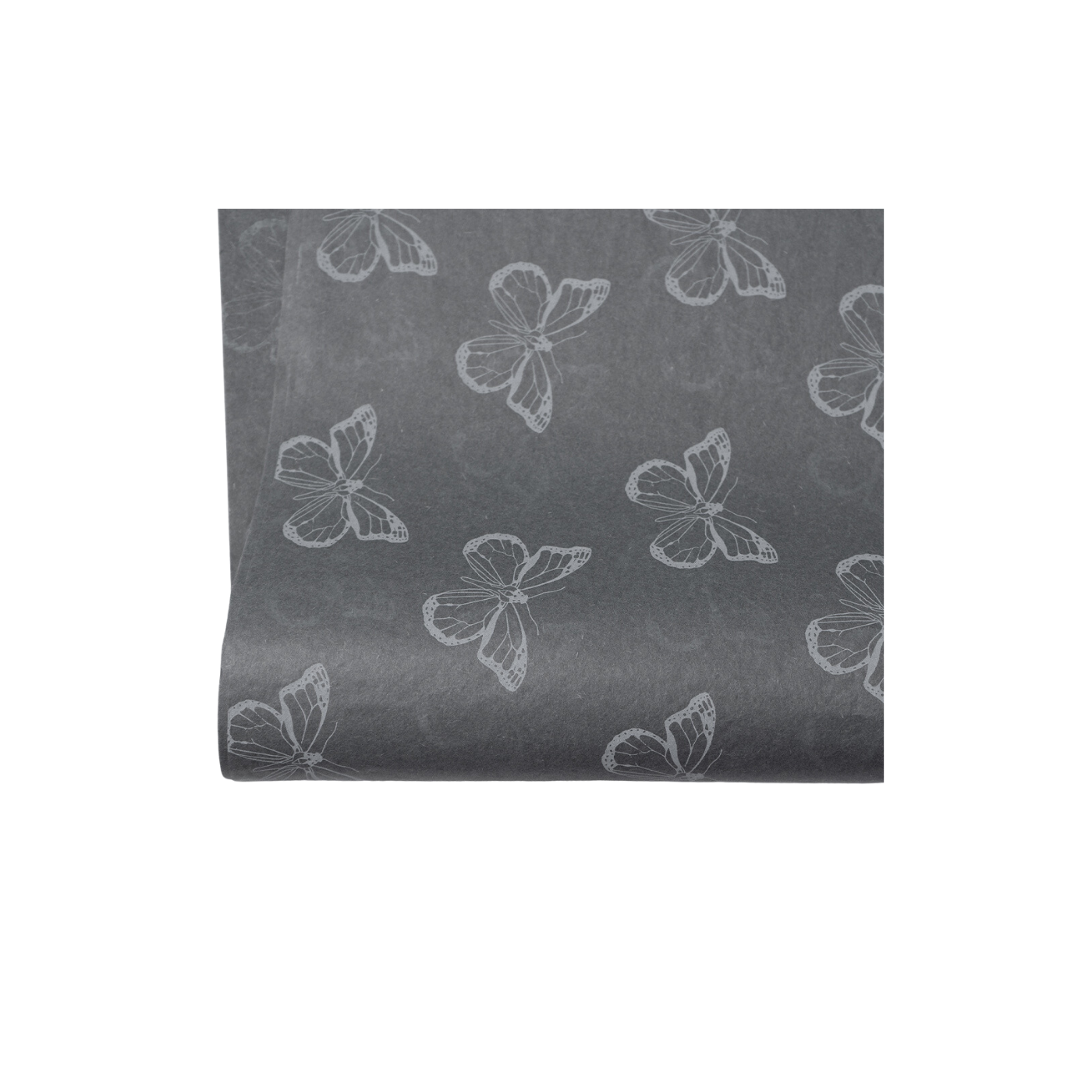 Butterfly White on Grey Tissue Paper