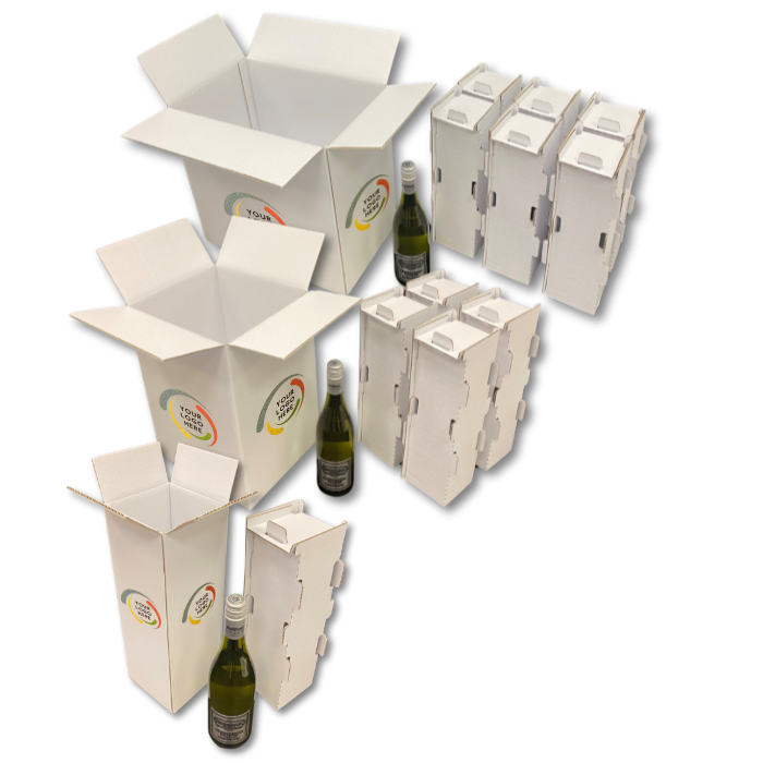 Custom Printed Wine Bottle Shipping Boxes - White