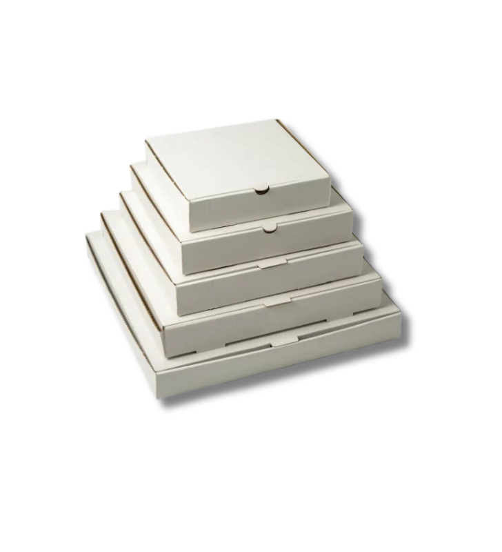 White pizza boxes. 