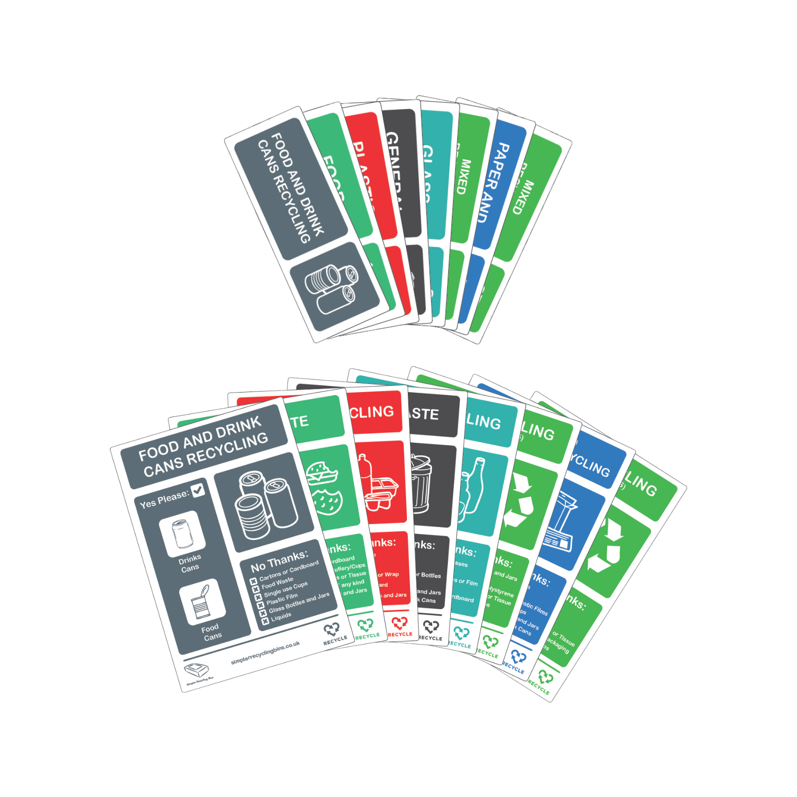 Desk-Side Recycling Bin labels (Set of 4 Labels)