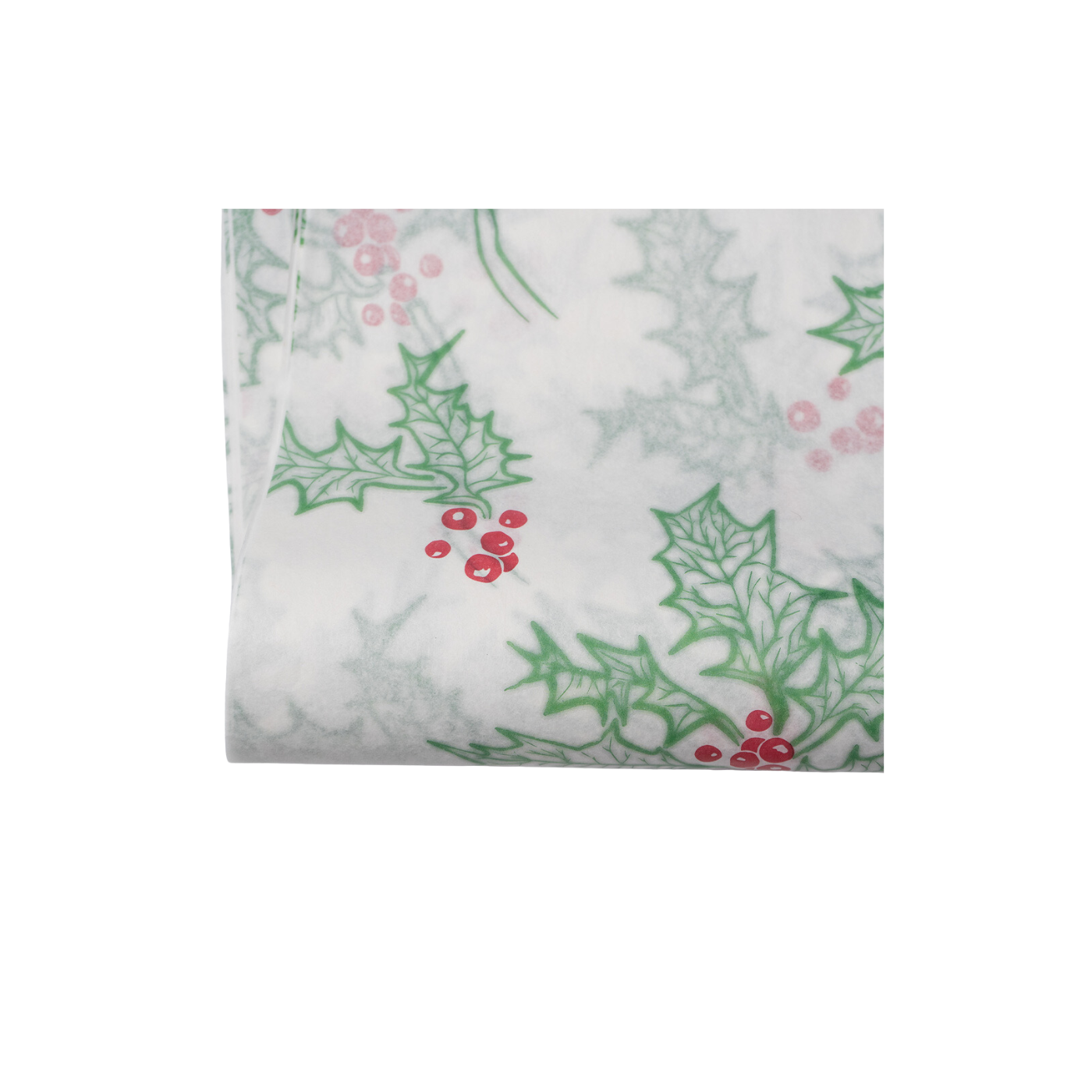 Holly Green Red on White Tissue Paper