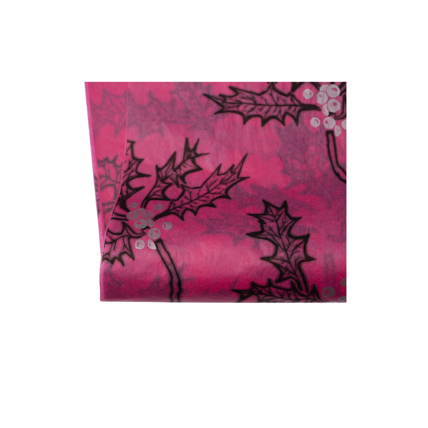 Holly Silver Black on Cerise Tissue Paper