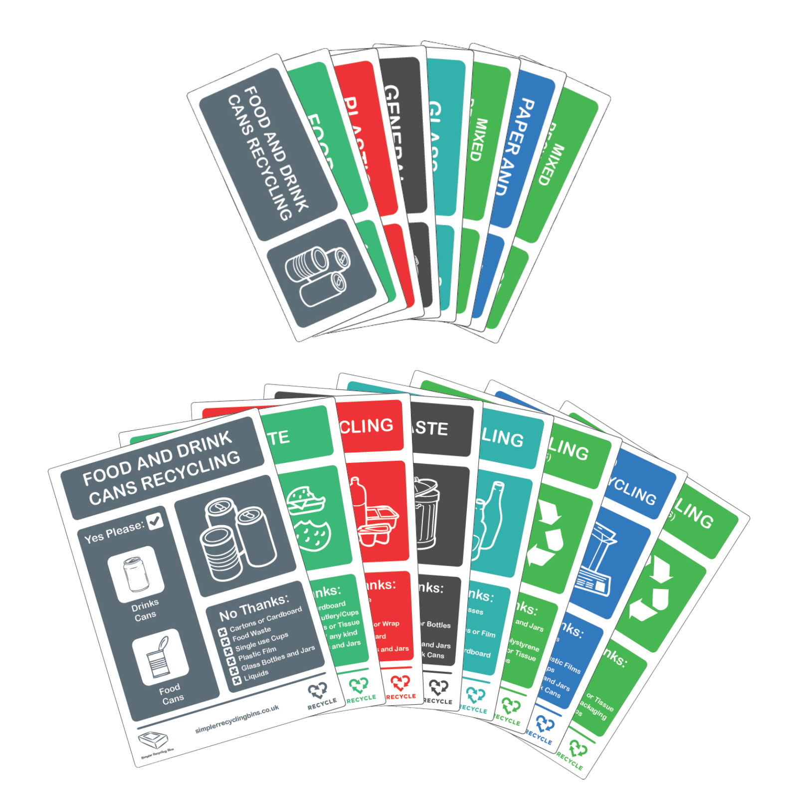 Large Recycling Bin Labels (Set of 4 Labels)