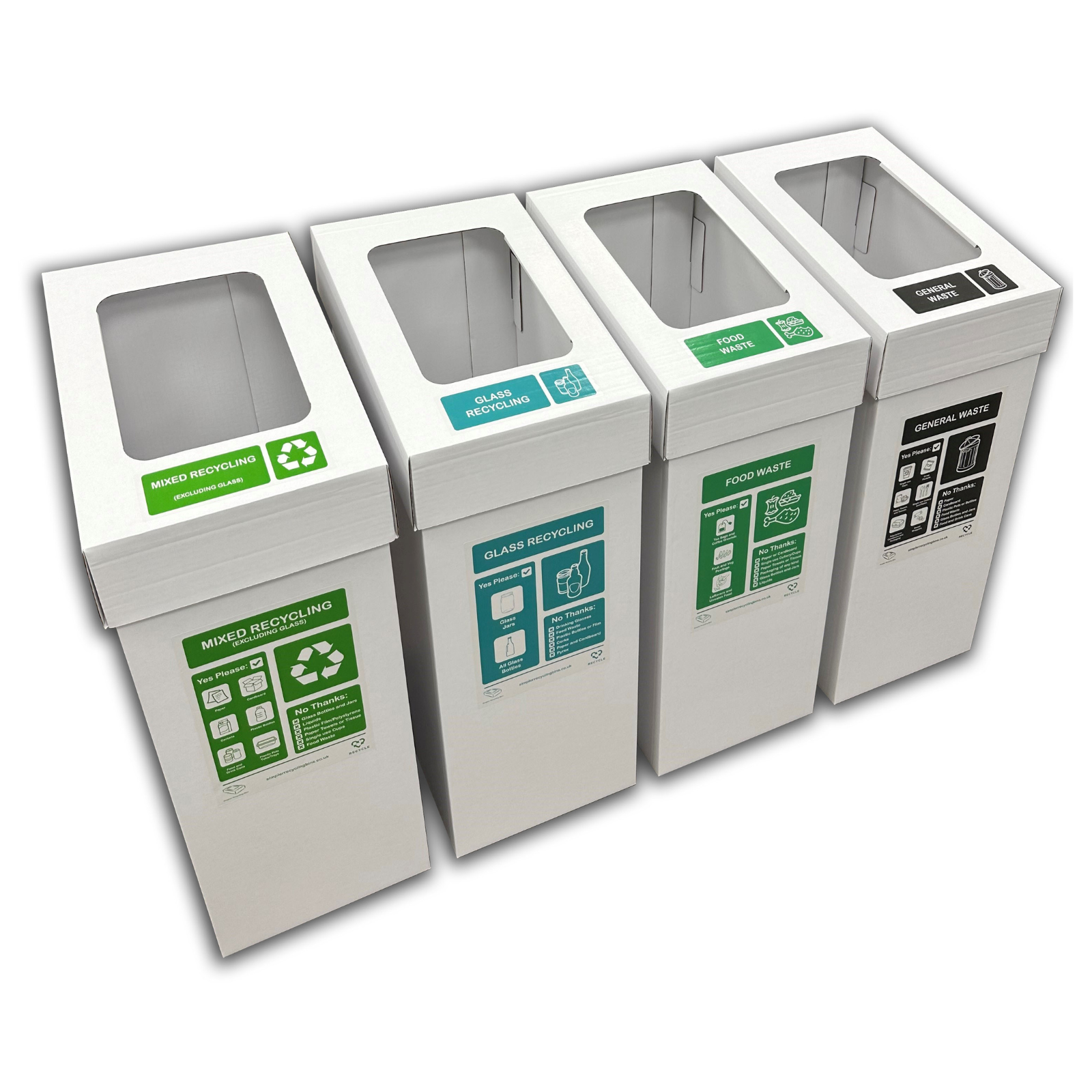 Corrugated Large Recycling Bin (Set of 4 Bins)