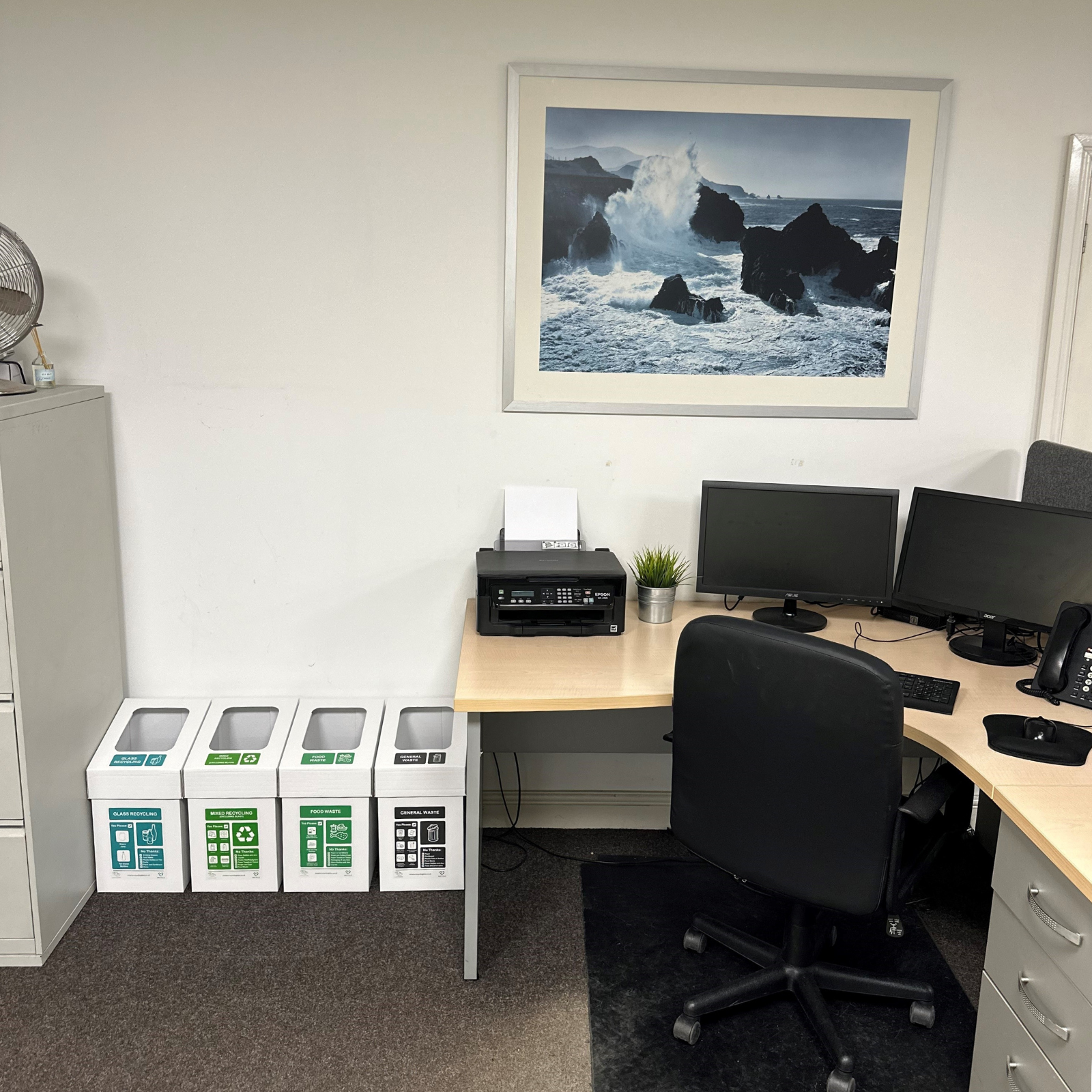 Corrugated Desk-side Recycling Bin (Set of 4 Bins)