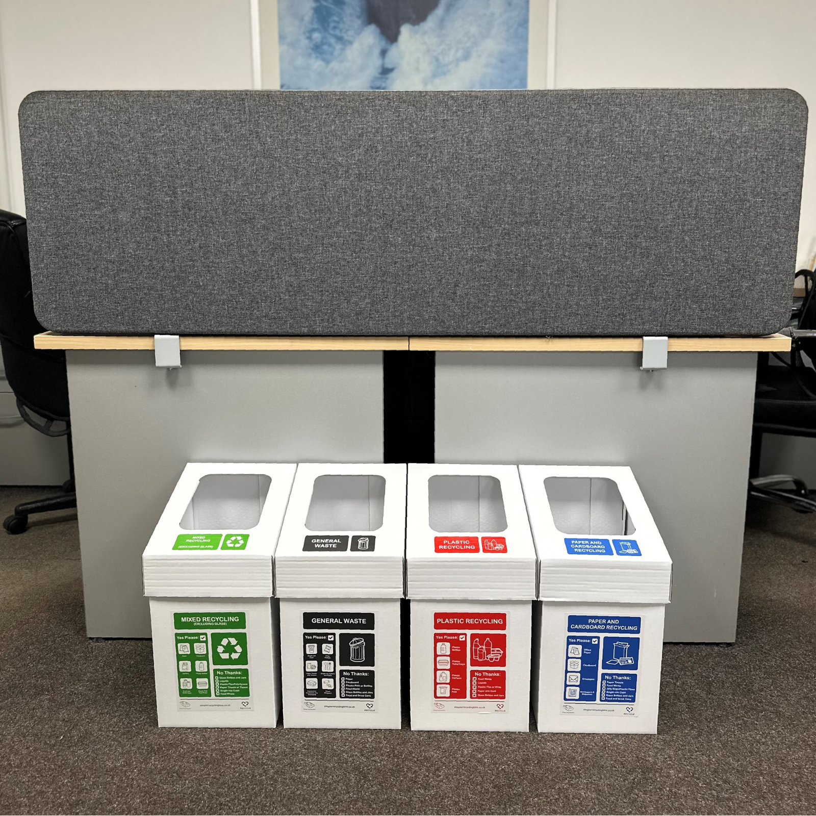 Corrugated Desk-side Recycling Bin (Set of 4 Bins)