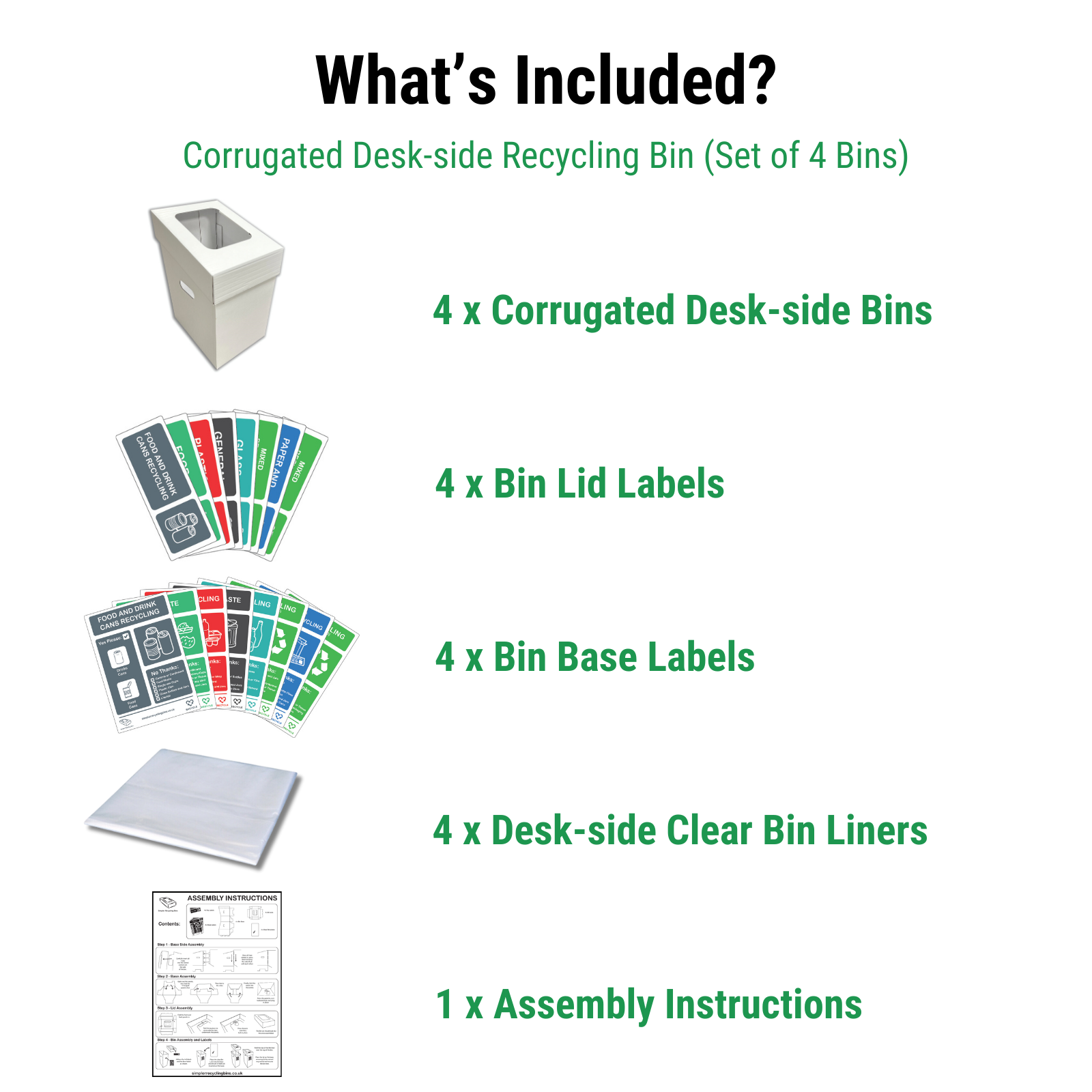 Correx® Desk-side Recycling Bin (Set of 4 Bins)