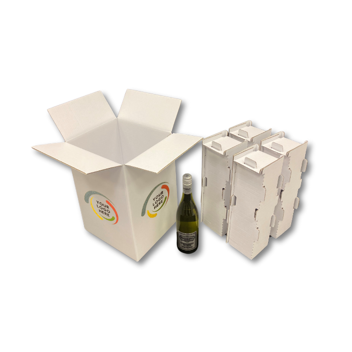 Custom Printed Wine Bottle Shipping Boxes - White