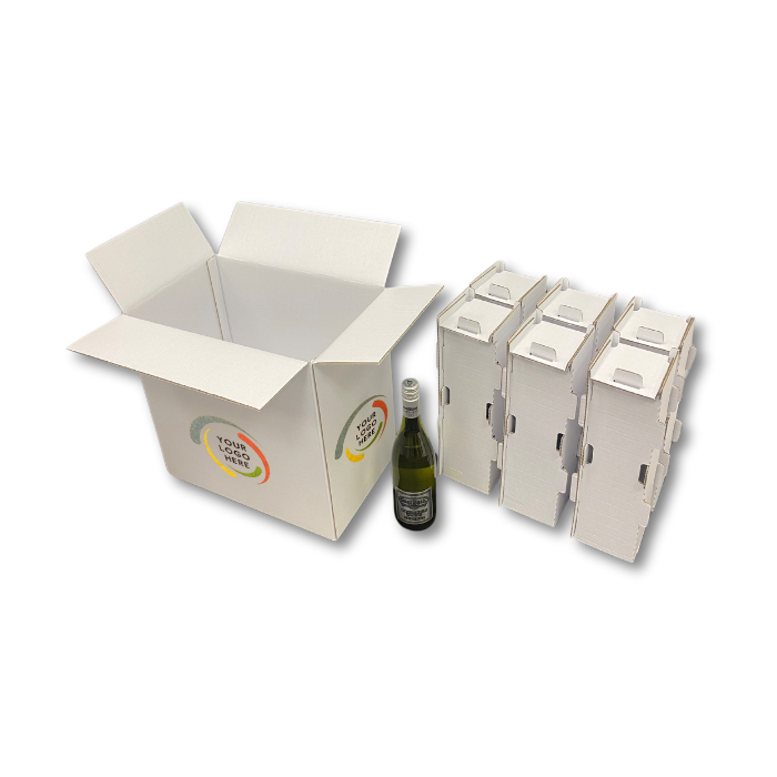 Custom Printed Wine Bottle Shipping Boxes - White
