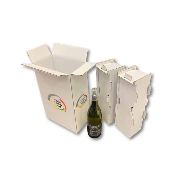 Custom Printed Wine Bottle Shipping Boxes - White