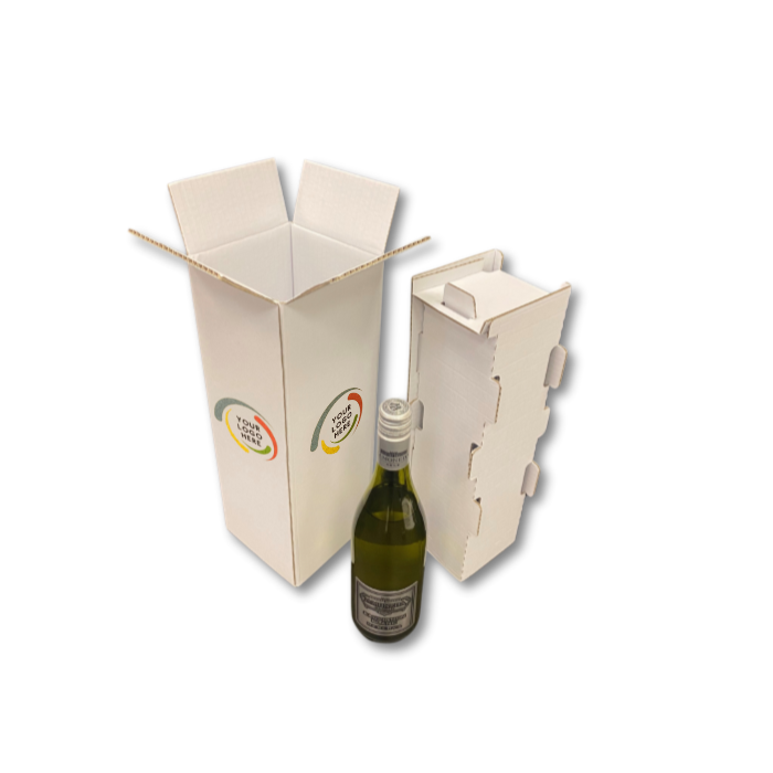 Custom Printed Wine Bottle Shipping Boxes - White