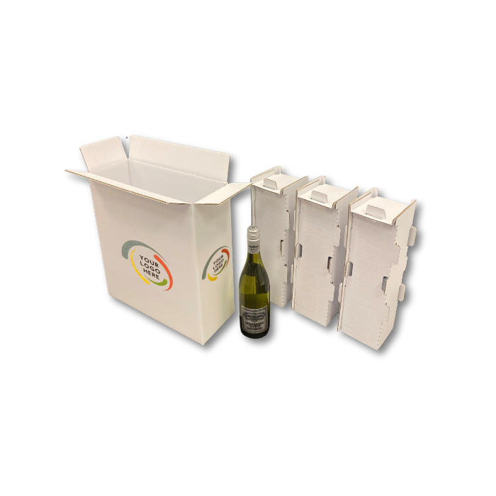 Custom Printed Wine Bottle Shipping Boxes - White
