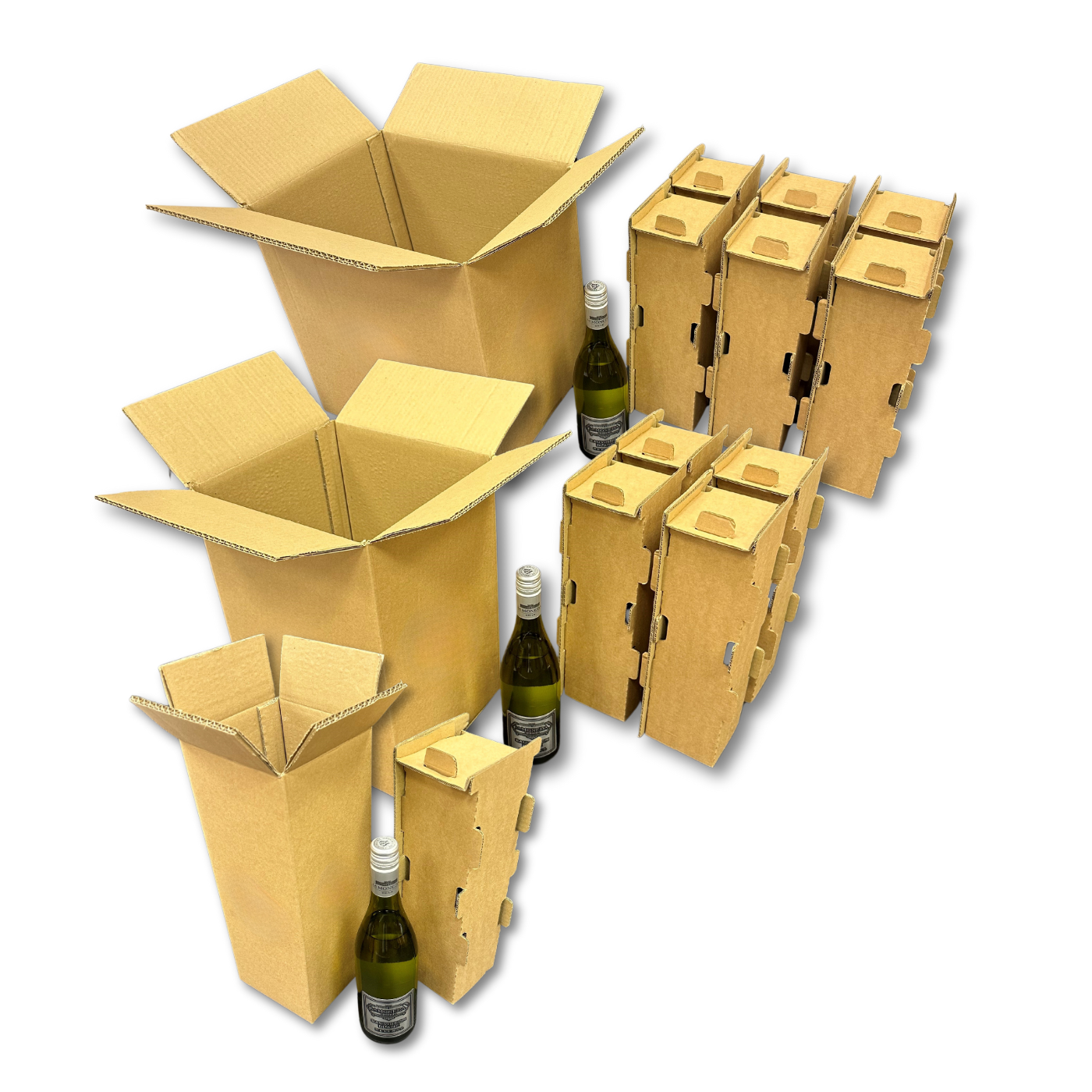 Plain Wine Bottle Shipping Boxes - Brown